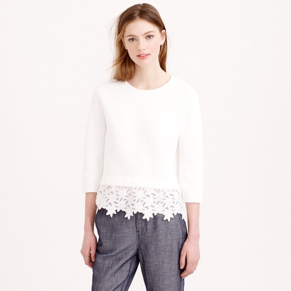 J. Crew Sweaters - J. Crew Eyelet Floral Panel Sweater in Navy